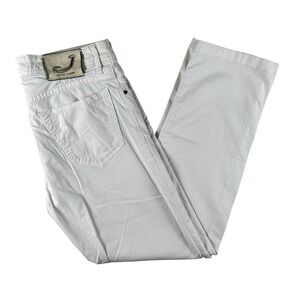 Jacob Cohen Style 688 Jeans Mens 32x27 White Slim Fit Straight Button Fly Italy